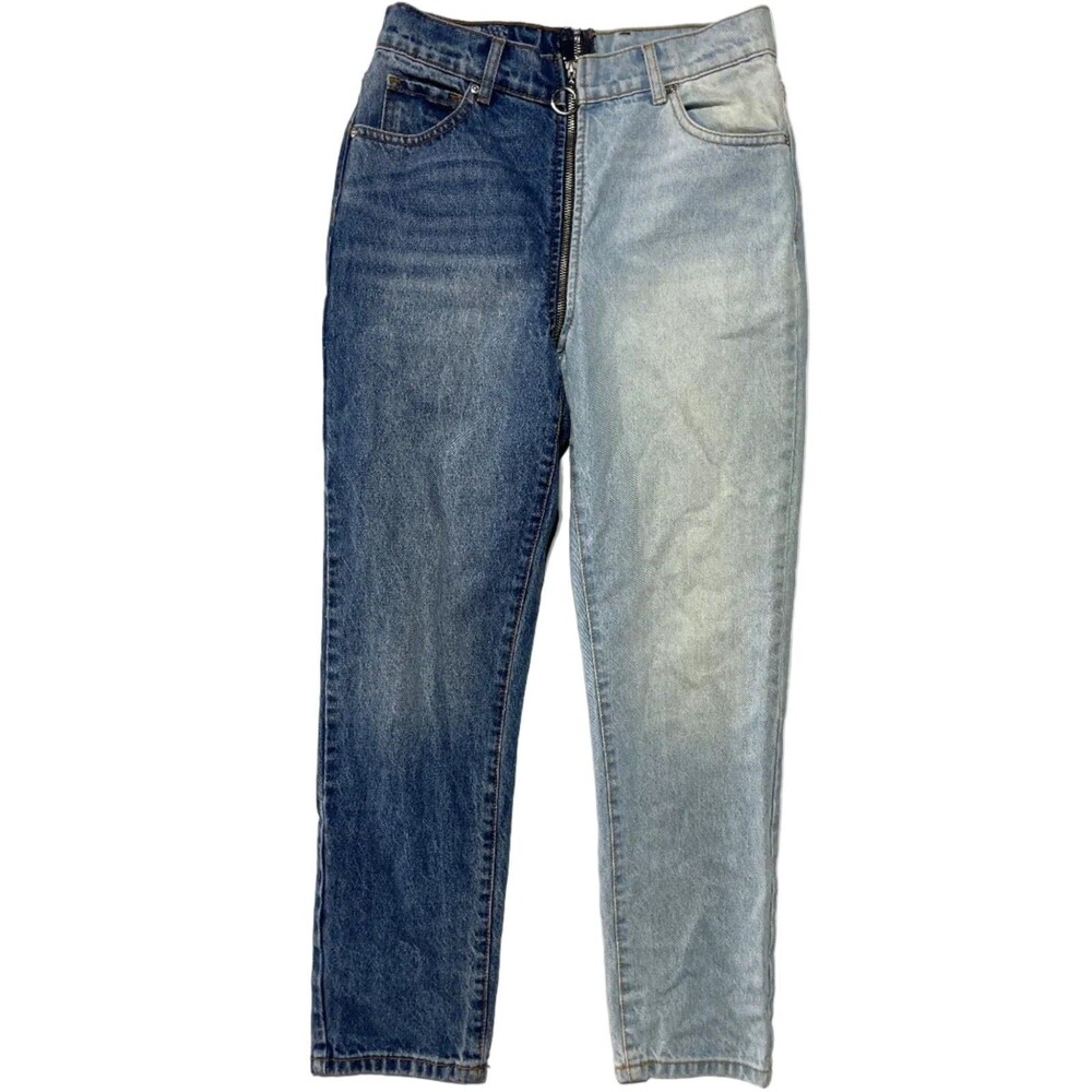 Revice Denim Two‑Tone Yin Yang High‑Rise Jeans Size 28 – Front Ring Zip, America